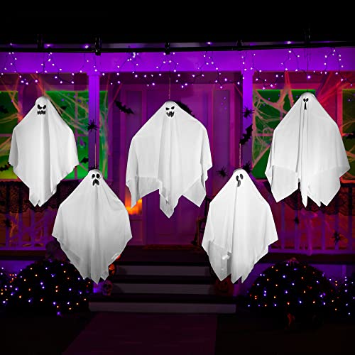 Joyin 27.5" Halloween Hanging Ghosts (5 Pack) For Halloween Party Decoration, Cute Flying Ghost For Front Yard Patio Lawn Garden Party Décor And Holiday Halloween Hanging Decorations #TOP5
