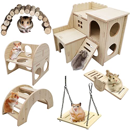 LEKEFETO Hamster Kletterplattform - Holz Spielplatz Mit Leiter