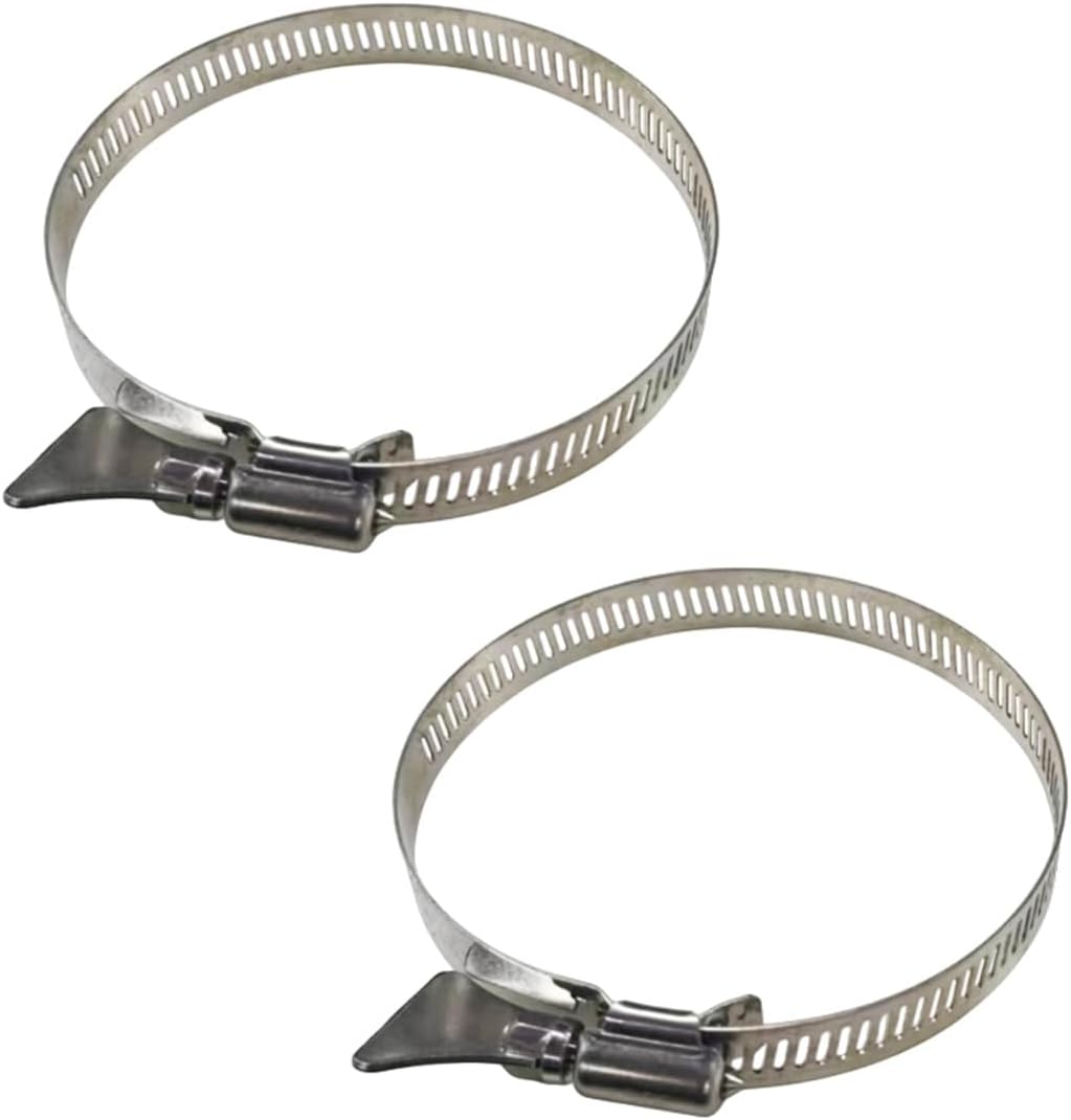 Craedli 2PCS 5 Inch Dryer Vent Hose Clamps, Adjustable 118mm-140mm Key-Type Clamp with Easy Turn Thumb Screw, 304 Stainless Steel Worm Gear Hose Clamps for Automotive, Mechanical Applications(5 Inch)
