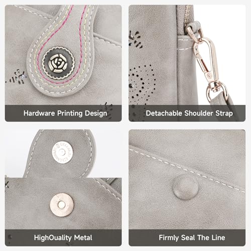 Image of KITEVIUN Small Crossbody Bags for Women, Lightweight Mini Cute Cell Phone Purse for Women with Tassel Shining Butterfly, 04-gray