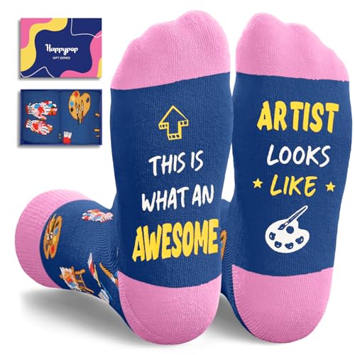 HAPPYPOP Artist Gifts for Men Women - Artist Socks for Painting Lovers Art Teacher Gifts for Teens