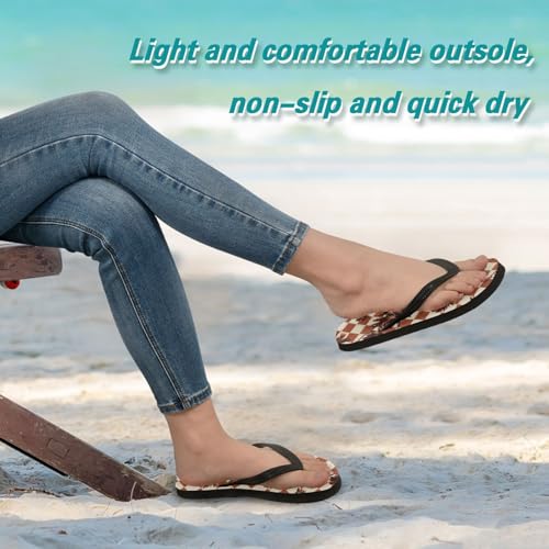 Flip Flop Sandals Brown Trees Print for Women Men Beach Outdoor XS4