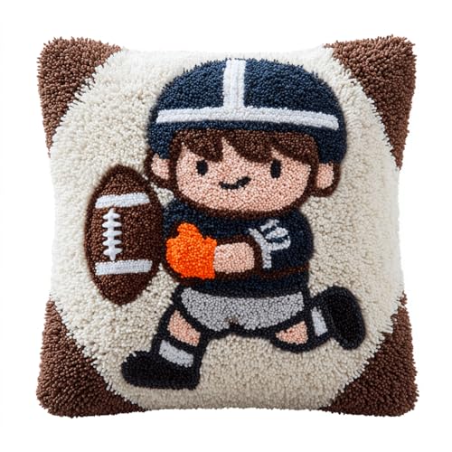 Amcdjkery Soccer Boy Latch Hook Kit for Adults,DIY Pillow