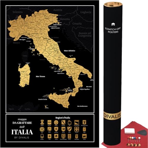 Einfach zu Rahmende Italien Rubbelkarte - Rubbel-Wandkarte von Italien - Rubbel-Reisekarte Wandkarte - Rubbel-Reiseposter - Scratch off Italy Map - Scratchable Poster