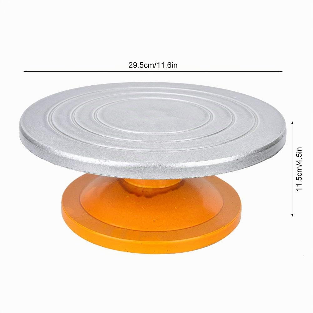 Plateau Tournant de Poterie Manuel 12 Pouces, Roue de Sculpture Ronde pour Argile et Gâteaux, Rotation Stable et Lisse