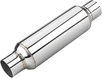 LCGP 2.5" Inlet/Outlet Universal Resonator Muffler, 16" Straight Through Deep Tone Performance Weld-On Stainless Steel