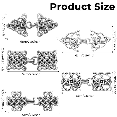 Image of 5 Pieces Vintage Sweater Swirl Clip, Dress Shirt Brooch Clip Shawl Clips Cloak Clasp Cardigan Shawl Collar Retro Button Clips and Silver Shawls Pin for Girl and Women