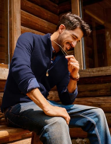 PJ PAUL JONES Mens Cardigan Sweater Full Zip Up Stand Collar Cardigans Fall Casual Knit Sweaters3