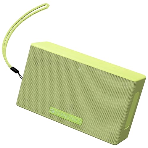 Image of ZEBRONICS Sonic POD S, Portable Bluetooth Speaker, 8 Watts, Upto 7h Backup, Passive Radiator, Call Function, Bluetooth v5.3 | mSD | AUX, TWS, with Carry Loop (Green)