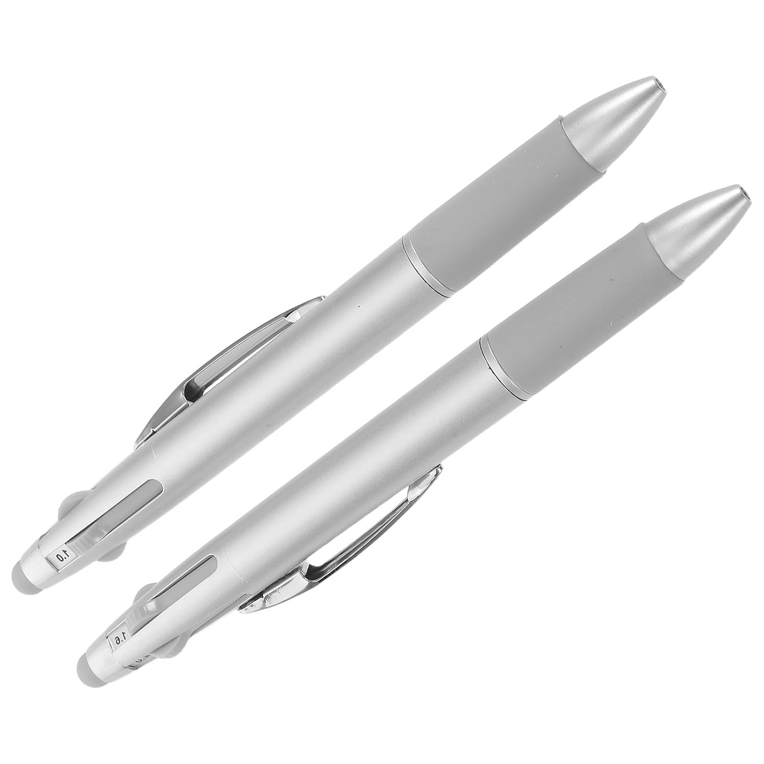 2pcs Silver Multi Head Dotting Pen Tool Set for Nail Art Decoration | Press Control, Fine Tip Heads, Rhinestone Placement and Embossing