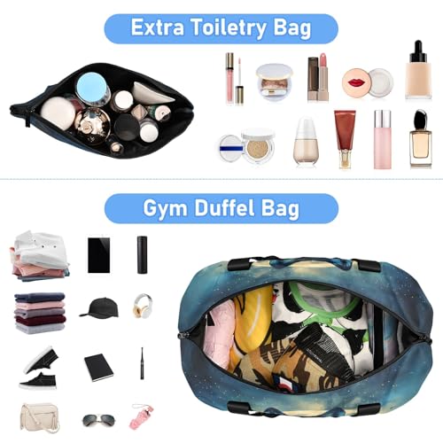 Wolf Moon Travel Duffel Bag Waterproof Gym Sport Tote Bag Carry On Weekender Bag with Compartment4