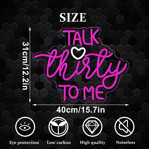 Image of Talk Thirty To Me Neon Sign, Dimmable LED 30th Birthday Neon Sign for Wall Decor, 30th Birthday Decorations for Her Gifts, USB Neon Sign for Birthday Anniversary Home Wall Decor Party Wall