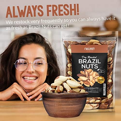 Premium Wild Harvested Dry Roasted Brazil Nuts with Sea Salt, 3 lb (48 oz) – High Selenium, Batch Tested Peanut & Gluten Free, Non-GMO, Kosher, Resealable Bag