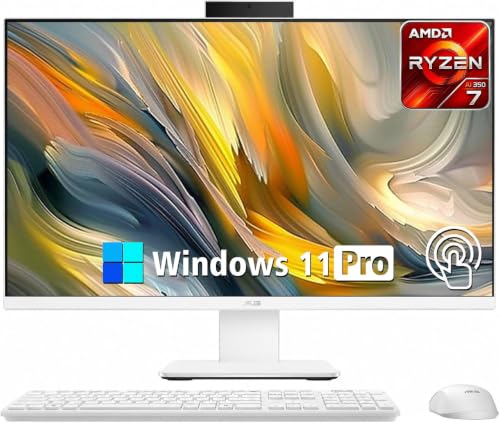 Image of ASUS 27 Inch Touchscreen All-in-One PC, AMD Ryzen AI 7 350 (66 Tops, Up to 5.0 GHz), 32 GB 5600MHz DDR5, 2 TB SSD, IPS LCD Anti-Glare Display, AMD Radeon 860M, Wi-Fi 6, Copilot Key, Windows 11 Pro