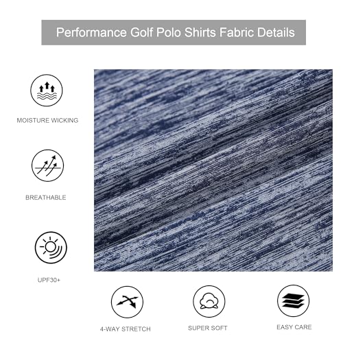 Alex Vando Mens Golf Shirt Moisture Wicking Quick-Dry Short Sleeve Casual Polo Shirts for Men