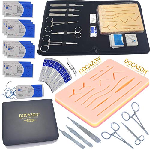 DOCAZON Complete Suture Set (Large Suture Pad w/Sutures, Tools, Blades, Case) - The