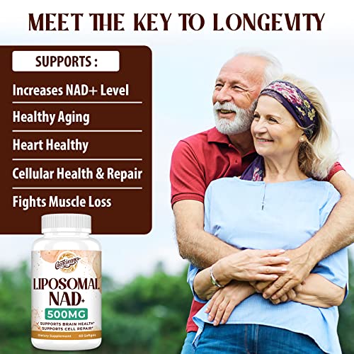 Image of Liposomal NAD+ 500 MG Supplement, True NAD Plus Supplement, Superior Absorption, Boost NAD+ More Efficient Than Nicotinamide Riboside for Cellular Energy, Healthy Aging, 240 Serving