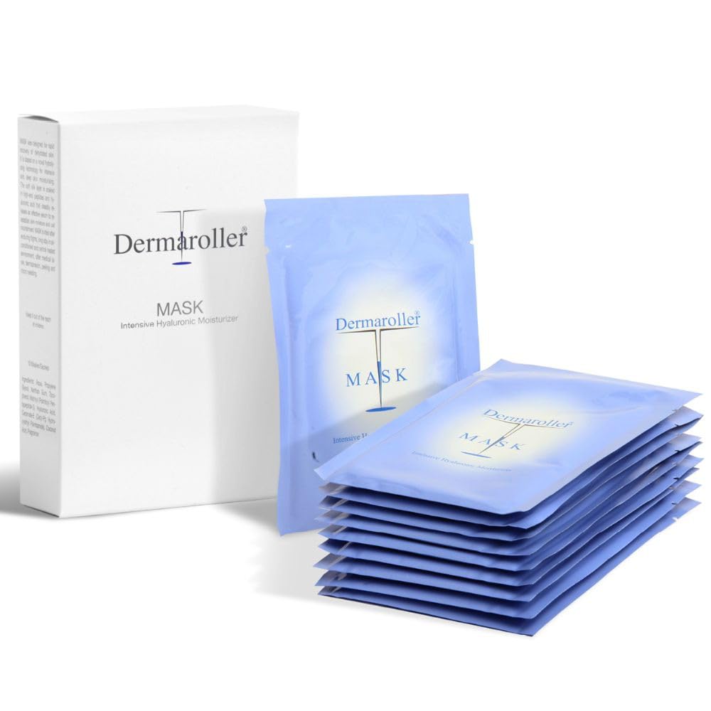 Dermaroller Hyaluronsäure Gesichtsmaske gegen trockene Haut - 1 x 10 Stück (10er Pack) - Skincare (Premium) Spendet Feuchtigkeit, mildert Falten, unterstützt die Kollagenbildung
