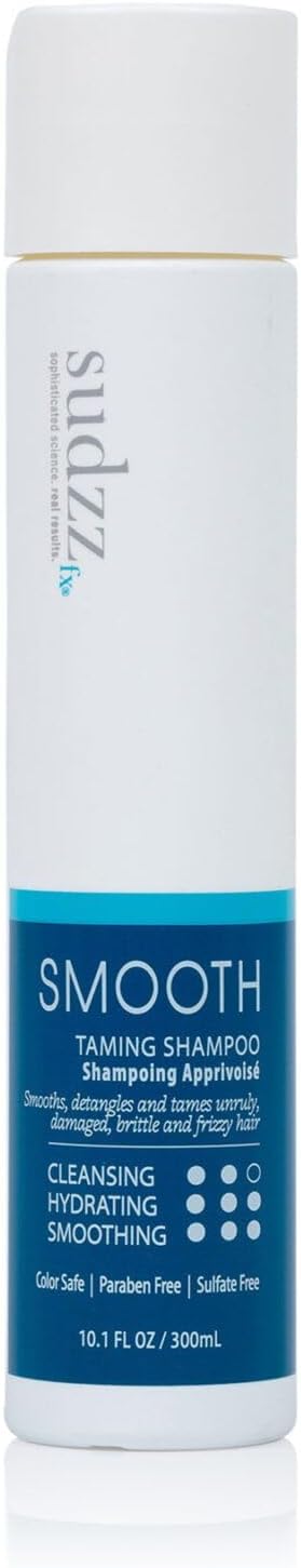 SUDZZFX Smooth Taming Shampoo - Frizz Control & Moisturizing Formula for Straight, Damaged Hair - For Men & Women's Styling Needs - All Hair Types - Sulfate Free, 10.1 Fl Oz