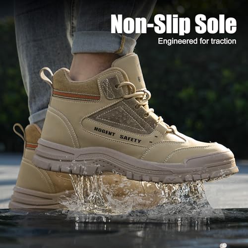 Image of Steel Toe Boots for Men Women Comfortable Lightweight Work Boots for Men Industrial Construction Boot Non Slip Work Shoes