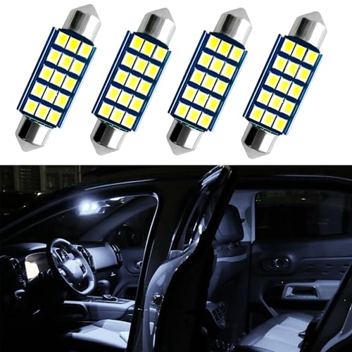 4 bombillas LED 578 6000K blancas para interiores de auto miniatura 1