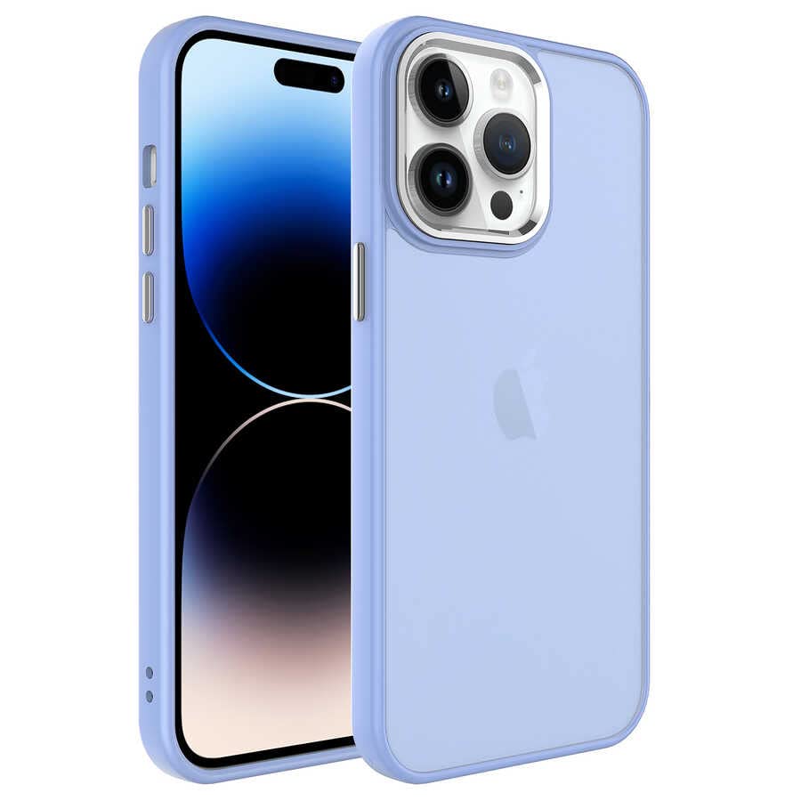 Zore Apple için uyumlu iPhone 14 Pro Kılıf Buzlu Sert PC Zore May Kapak Lila
