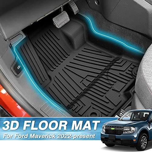 Mixsuper Custom Fit For Floor Mats 2022-2023 Ford Maverick (Only Fits Hybrid Models) All Weather Floor Liners 1St & 2Nd Row Liner Set Balck #TOP1
