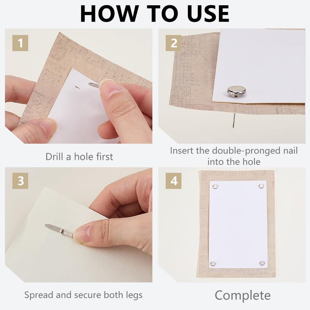 GORGECRAFT 18x8mm 300Pcs Paper Brass Fasteners Round Paper Metal Fastener Silver Head Plated Scrapbooking Brads for Paper Crafts Split Pins Pastel DIY Projects Stamping Scrapbook Office Household