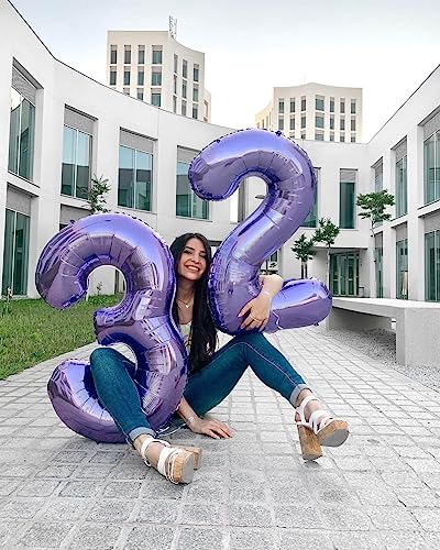 Image of Number 45 Purple Balloons 40 Inch Giant Purple Foil 45 Helium Balloons for 45th Purple Birthday Party Supplies 45th Anniversary Events Decorations