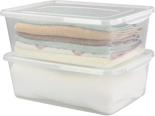 Anbers Contenedores de almacenamiento transparentes de 16 cuartos de galón con tapa, caja de almacenamiento de plástico, 2 paquetes