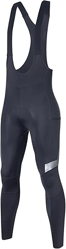 Santic Pantalones largos de ciclismo para hombre, con bolsillo acolchado 4D