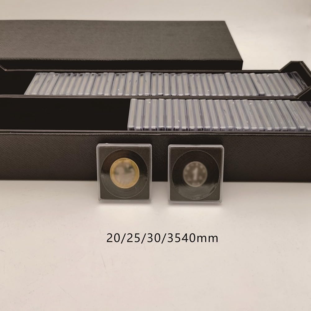 Caja organizadora transparente para cápsulas de monedas, ideal para almacenamiento, con 100 unidades y tamaño transparente, 100 piezas hechas de plástico (negro)