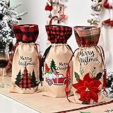 tapon escanciador para sidra 【Tamaño 】: el paquete incluye 3 juegos de tapas navideñas para botellas de vino, tamaño: 14,2 × 5,9 pulgadas (alto × largo), cada paquete de bolsas para botellas de vino está diseñado con un cordón que se encoge, el tamaño extra es adecuado para la mayoría de las botellas de vino tinto , decoración de mesa de fiestas navideñas.