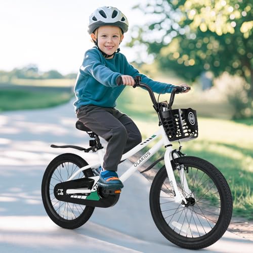 Image of Olakids Kids Bike, 12 14 16 18 Inch Toddlers Bike with Training Wheels Basket Adjustable Seat and Handlebar, Handbrake and Coaster Brake, Children's Bicycle for Boys Girls 3-8 Years Old
