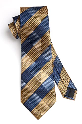 Image of HISDERN Ties for Men Solid Houndstooth Neckties Handkerchief Formal Business Tie & Pocket Square Set Wedding Party
