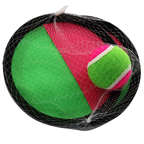 OFKPO Klettballspiel für Kinder, Klettball Strandspielzeug mit 2 Schläger, 1 Bälle und 1 Aufbewahrungstasche, Paddle Catch Ball Set für Party Garten Innen und Außen (Rosa+Schwarz)