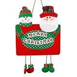 D-FantiX Merry Christmas Sign Front Door Christmas Hanging Signs Felt Snowman Santas Xmas Ornaments Decoration for Home Cafe Shop Bar Windows Wall