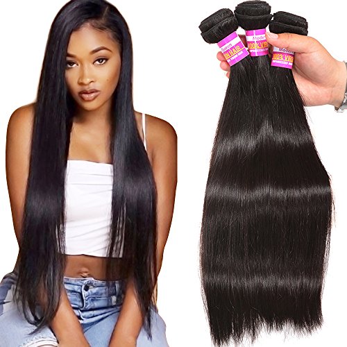 Unprocessed Brazilian Virgin Human Hair 3 Bundles Silky Straight Human Hair Weave Weft Grade 8A Real Cheap Hair Bundles Natural Black Color Can Be Dyedï(12/12/12 Inch)