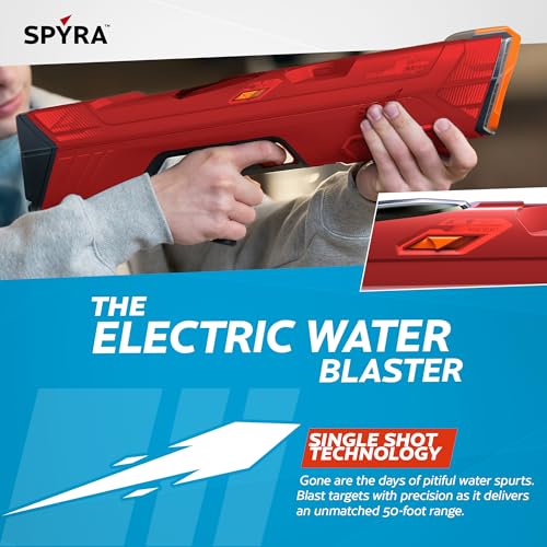 Image of SPYRA Electric Water Blaster, Outdoor Squirt Gun for Pool Games, Red