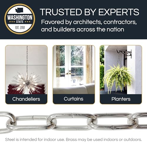 Image of RCH Hardware CH-ST59-U58-PB Steel Chandelier Chain 3 Gauge, Polished Brass (1 Foot)