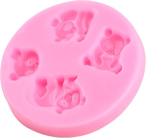 Miniatura 7 de Molde de silicona para cabeza de animal de granja, jirafa, mono, león, fondant, vaca, oveja, cerdo, perro, caramelo para decoración de pasteles,