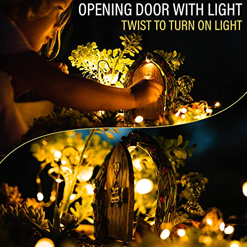 Opening Fairy Door and Window for Trees with Light – Glow in The Dark Yard Art Sculpture Decoration for Kids Room, Wall and Trees Outdoor | Miniature Fairy Garden Outdoor Decor Accessories - Image 5