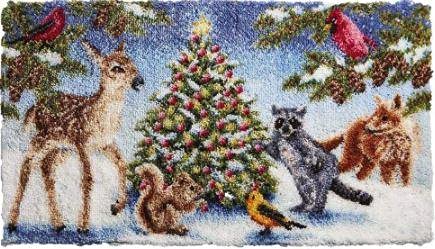 Kit de crochet pour tapis de Noël grand format canevas point noué