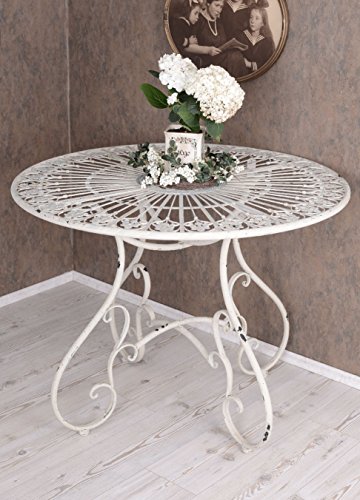 Runder Esstisch Gartentisch Shabby Chic Eisentisch Weiss Metall Tisch aja037 Palazzo Exklusiv – Bild 5