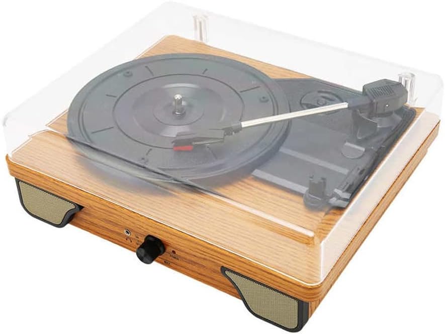 Record Player 3 Speed 5.0 Stereo Speaker Dust Proof Vinyl Turntable Player with Cover Vintage Phonograph