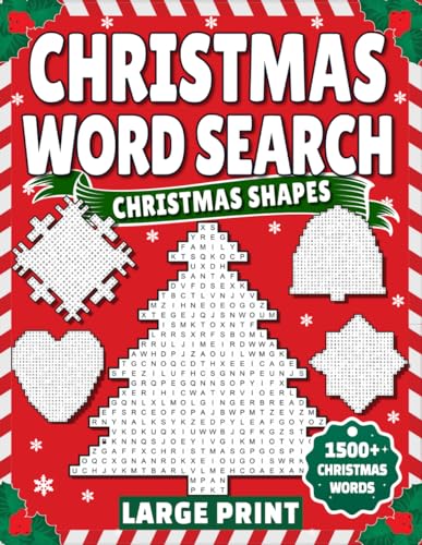 Christmas Word Search - Christmas Shapes: Large Print Word Find Puzzle Book for Adults & Teens I 101 Puzzles I 1500+ Christmas Words