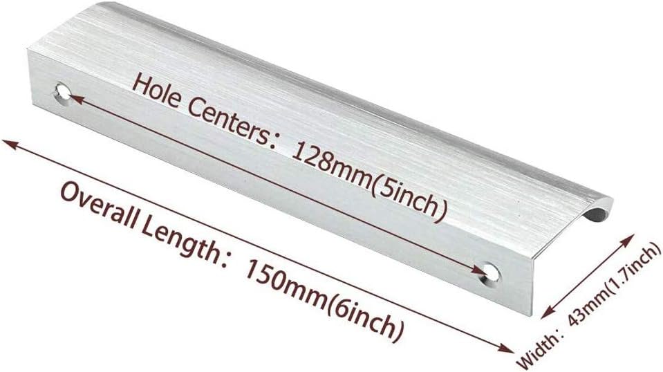 homdiy Brushed Nickel Cabinet Handles Closet Door Finger Pulls - HD7027SNB Pocket Pulls 5in Hole Centers Cabinet Hardware Brushed Nickel Hidden Door Handls for Kitchen Cabinets