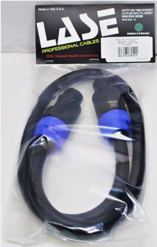 LASE 4 Ft SpeakOn Speaker Cable w/NEUTRIK NL8FC 12ga 8 Conductor Pure Copper