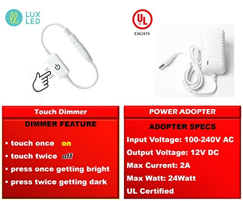 Hollywood Style Vanity Mirror Lights Makeup Mirror Lights Anti-Glare Luxurious LED Lights for Vanity Mirror w/Touch Dimmer Switch All in One Kit Set (33pcs Bulbs - White 6ft)