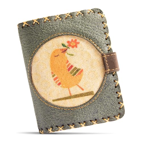 Soft Leather Purse for Women, Trifold Design, 12 Credit Card Holder, Coin Zipper Pocket, 2 ID Windows, Slim Travel Wallet – A Thoughtful Gift for Her., Navy Grey | Little Bird, Small